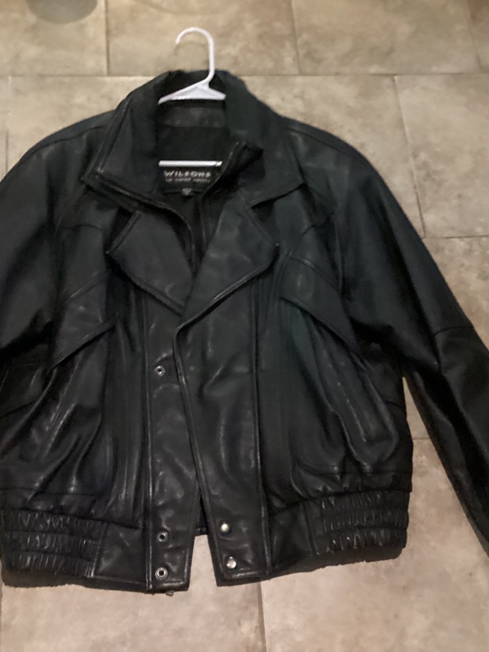 VTG Wilsons Black Leather Aviator Bomber Jacket Coat Mens M Motorcycle